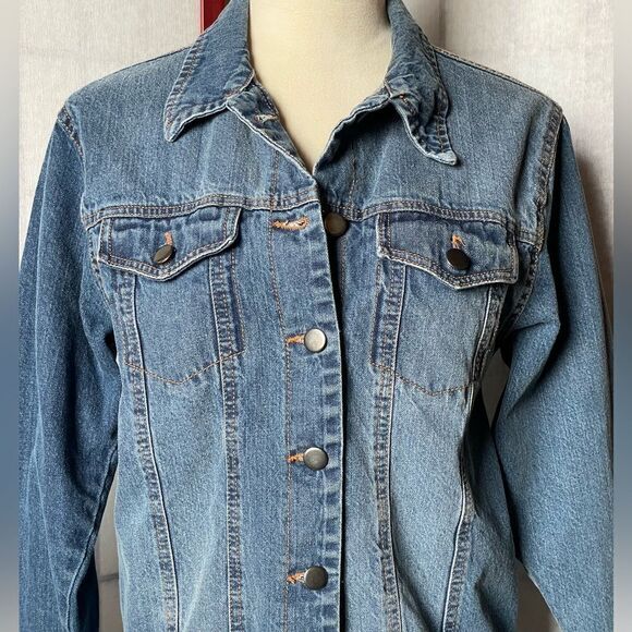 1 Sunset Lane Vintage Vibe 100% Cotton Button Down Denim Jacket (Size: Medium) - Picture 4 of 9